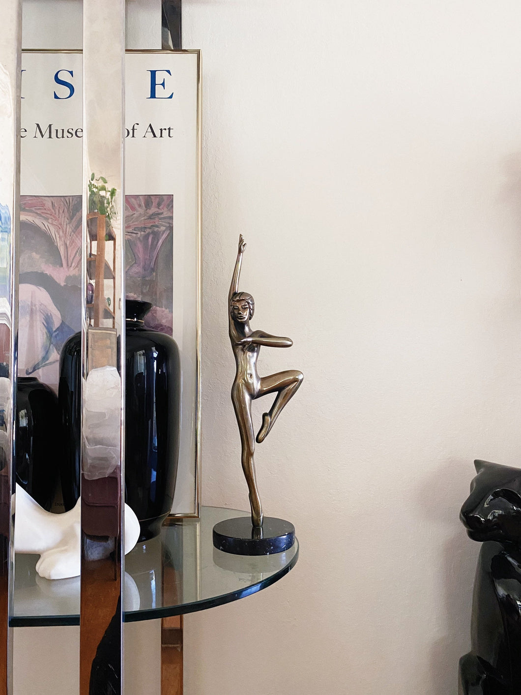 Solid Brass Tom Bennett 1982 Ballerina Sculpture with Marble Base - Signed and Artist's Proof