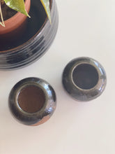 Load image into Gallery viewer, Pair of Small Round Black Glazed Ceramic Pots - Vintage Studio Pottery

