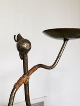 Load image into Gallery viewer, Mid Century Laurids Lønborg Metal Figurative Candleholder with Wicker Accent
