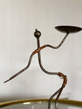 Load image into Gallery viewer, Mid Century Laurids Lønborg Metal Figurative Candleholder with Wicker Accent
