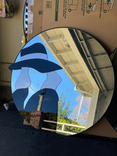 Load image into Gallery viewer, Post Modern Art Deco Revival Round Mirror - 1980s Black and White His and Hers Male Female Design
