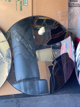 Load image into Gallery viewer, Post Modern Art Deco Revival Round Mirror - 1980s Black and White His and Hers Male Female Design
