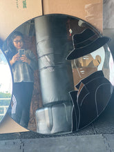 Load image into Gallery viewer, Post Modern Art Deco Revival Round Mirror - 1980s Black and White His and Hers Male Female Design
