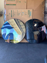 Load image into Gallery viewer, Post Modern Art Deco Revival Round Mirror - 1980s Black and White His and Hers Male Female Design
