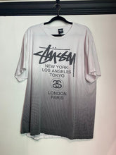 Load image into Gallery viewer, RARE Gradient White and Black Vintage Stüssy Worldwide XL T-Shirt / 80s 90s 2000s Graphic Tee
