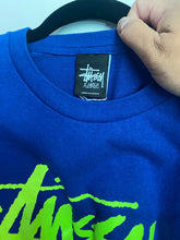 Load image into Gallery viewer, RARE Vintage Stüssy Blue Neon T-Shirt / 80s 90s 2000s Graphic Tee XL
