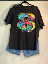 Load image into Gallery viewer, RARE Vintage Stüssy Double S Infinite Flava Graphic Black T-Shirt / 80s 90s 2000s Graphic Tee
