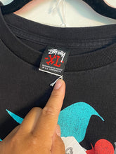 Load image into Gallery viewer, RARE Vintage Stüssy Double S Birds Graphic Black T-Shirt / 80s 90s 2000s Graphic Tee
