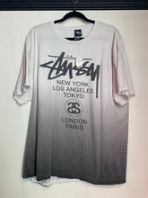 Load image into Gallery viewer, RARE Gradient White and Black Vintage Stüssy Worldwide XL T-Shirt / 80s 90s 2000s Graphic Tee
