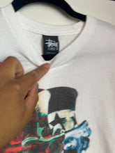 Load image into Gallery viewer, RARE Vintage Stüssy White Red Blue Skull Graphic Design T-Shirt / 80s 90s 2000s Graphic Tee
