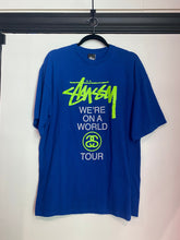 Load image into Gallery viewer, RARE Vintage Stüssy Blue Neon T-Shirt / 80s 90s 2000s Graphic Tee XL
