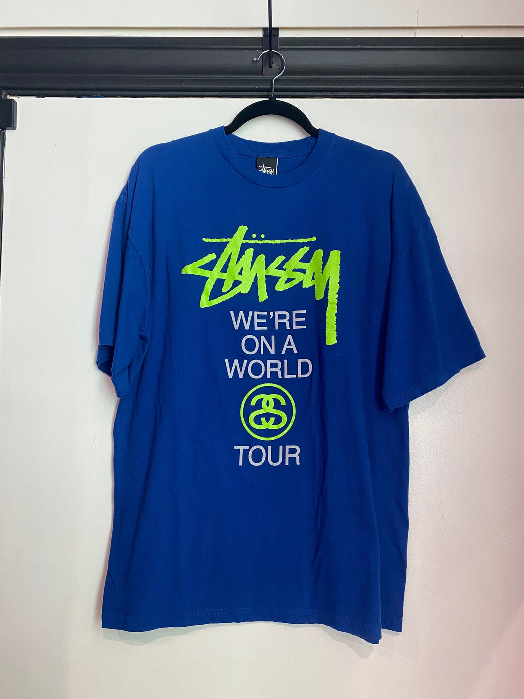 RARE Vintage Stüssy Blue Neon T-Shirt / 80s 90s 2000s Graphic Tee XL