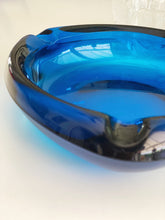 Load image into Gallery viewer, Vintage Cobalt Blue Triangle Glass Candy Dish / Catch All Tray / Ashtray
