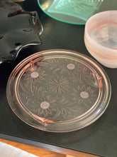 Load image into Gallery viewer, Vintage Floral Pink Depression Glass Cake Stand / Plate
