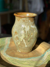 Load image into Gallery viewer, 1967 Gray Biege Glazed Ceramic Vase / Pot / Studio Pottery Decor
