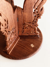 Load image into Gallery viewer, Teak Wood 12&quot; Carved Round Top Table / Plant Stand / Foldable Collapsible
