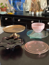 Load image into Gallery viewer, Vintage Floral Pink Depression Glass Cake Stand / Plate
