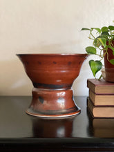 Load image into Gallery viewer, Burnt Reddish Orange Ceramic Pedestal Pot / Bowl / Vessel
