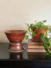 Load image into Gallery viewer, Burnt Reddish Orange Ceramic Pedestal Pot / Bowl / Vessel
