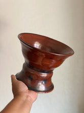 Load image into Gallery viewer, Burnt Reddish Orange Ceramic Pedestal Pot / Bowl / Vessel
