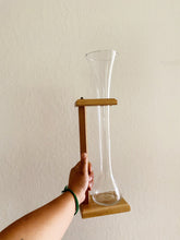 Load image into Gallery viewer, Large Tall Glass Lab Tube Vase with Wooden Stand
