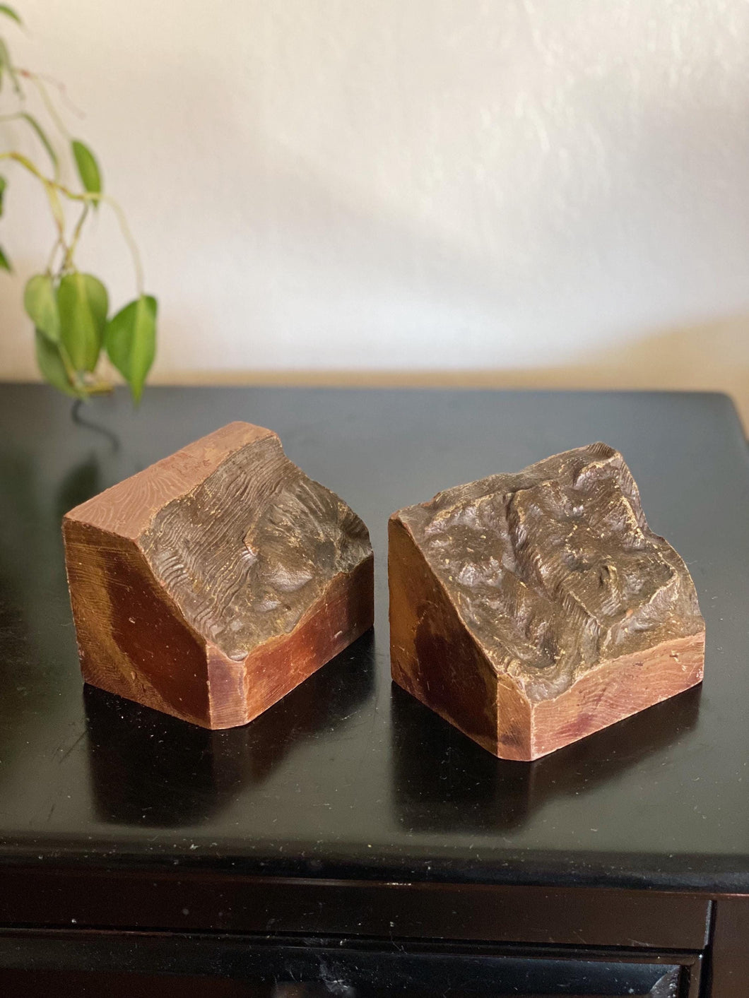Vintage Redwood Block Bookends