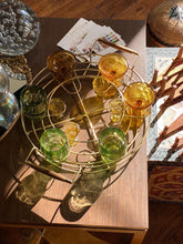 Load image into Gallery viewer, MCM Round Gold Wire Metal Drink Serving Tray Caddy

