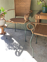 Load image into Gallery viewer, Vintage Woven Wicker Rattan and Iron Chair - Pair of Two
