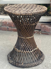 Load image into Gallery viewer, Dark Brown Vintage Wicker Rattan Side Table
