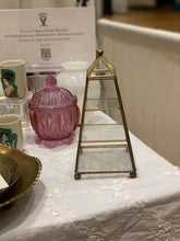 Load image into Gallery viewer, Vintage Geometric Shaped Brass and Glass Curio Display Shelf, 9.5&quot; Tall
