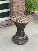 Load image into Gallery viewer, Dark Brown Vintage Wicker Rattan Side Table
