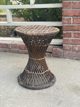 Load image into Gallery viewer, Dark Brown Vintage Wicker Rattan Side Table
