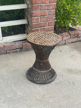 Load image into Gallery viewer, Dark Brown Vintage Wicker Rattan Side Table
