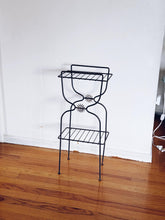 Load image into Gallery viewer, Atomic black wire metal two tiered plant stand
