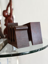 Load image into Gallery viewer, Vintage 1989 Swedish Dark Brown Wooden Puzzle Bookends by Gunnar Kanevad
