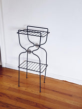 Load image into Gallery viewer, Atomic black wire metal two tiered plant stand
