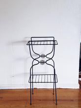Load image into Gallery viewer, Atomic black wire metal two tiered plant stand
