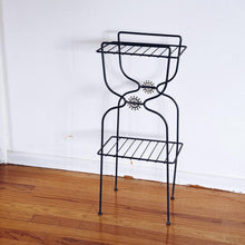 Load image into Gallery viewer, Atomic black wire metal two tiered plant stand
