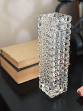 Load image into Gallery viewer, Tall Square Cut Textured Clear Glass Vase / Vessel
