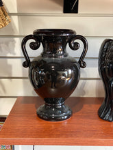 Load image into Gallery viewer, Amphora Shaped Black Porcelain Vase / Vessel with Handles
