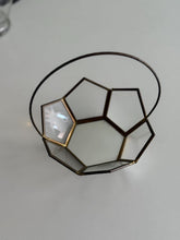 Load image into Gallery viewer, Vintage Geometric Shaped Brass and Mirrored Glass Tray / Dish / Vessel with Handle
