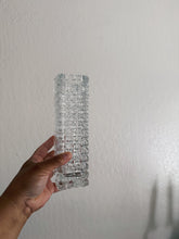 Load image into Gallery viewer, Tall Square Cut Textured Clear Glass Vase / Vessel
