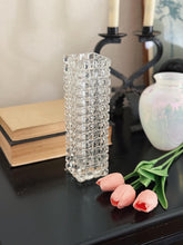 Load image into Gallery viewer, Tall Square Cut Textured Clear Glass Vase / Vessel
