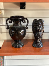 Load image into Gallery viewer, Amphora Shaped Black Porcelain Vase / Vessel with Handles
