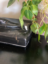 Load image into Gallery viewer, Black Porcelain Art Deco Revival Lady Lounging Feminine Sculpture
