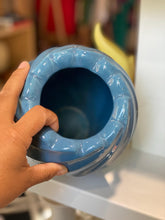 Load image into Gallery viewer, Post Modern Blue Swirled Porcelain Vase / Vessel
