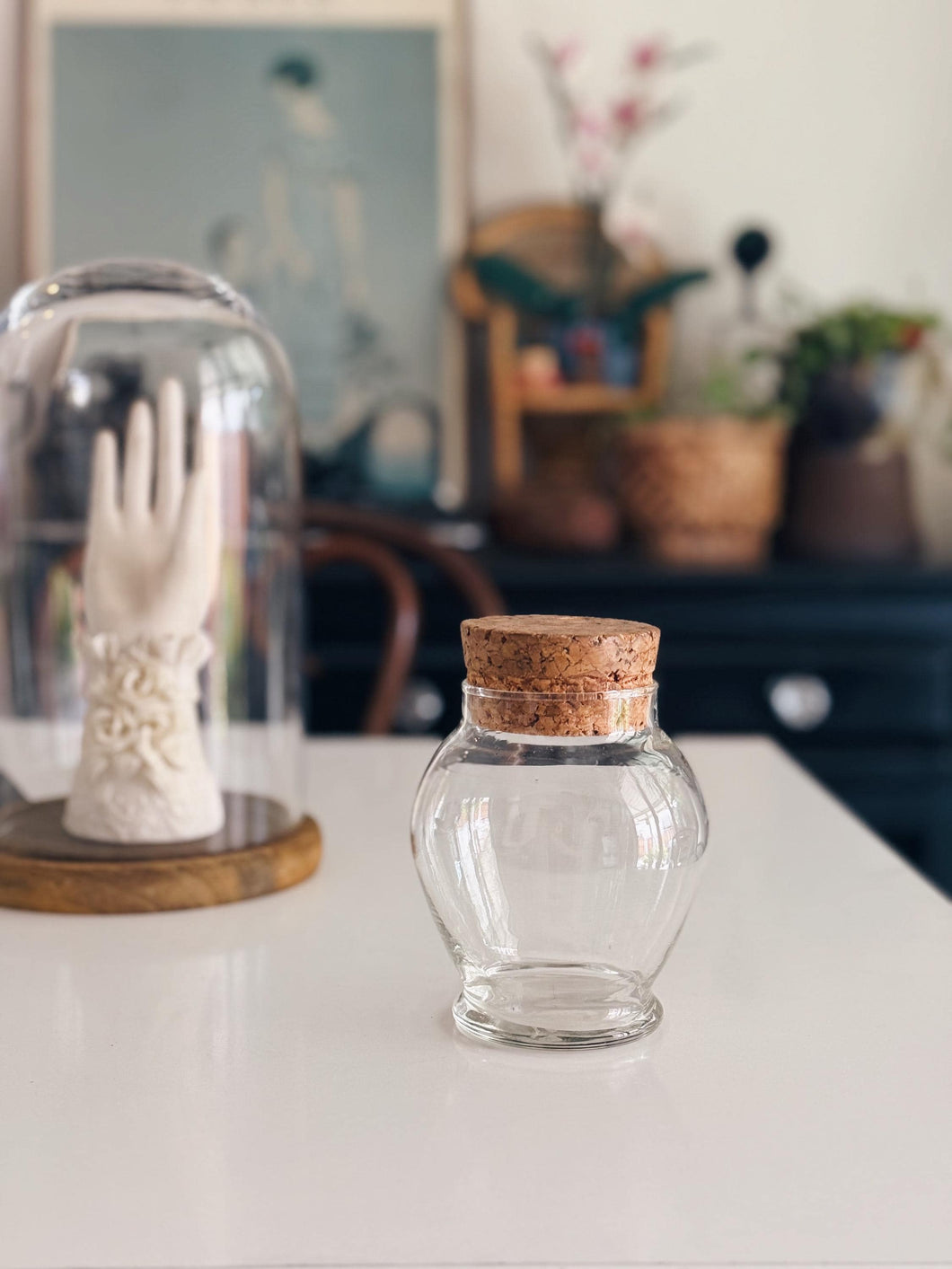 Small Glass Apothecary Jar with Cork Lid