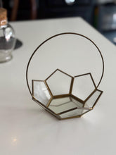Load image into Gallery viewer, Vintage Geometric Shaped Brass and Mirrored Glass Tray / Dish / Vessel with Handle
