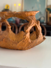 Load image into Gallery viewer, Large Vintage 1964 Hand Carved Solid Wood Decorative Basket with Handle
