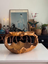 Load image into Gallery viewer, Large Vintage 1964 Hand Carved Solid Wood Decorative Basket with Handle
